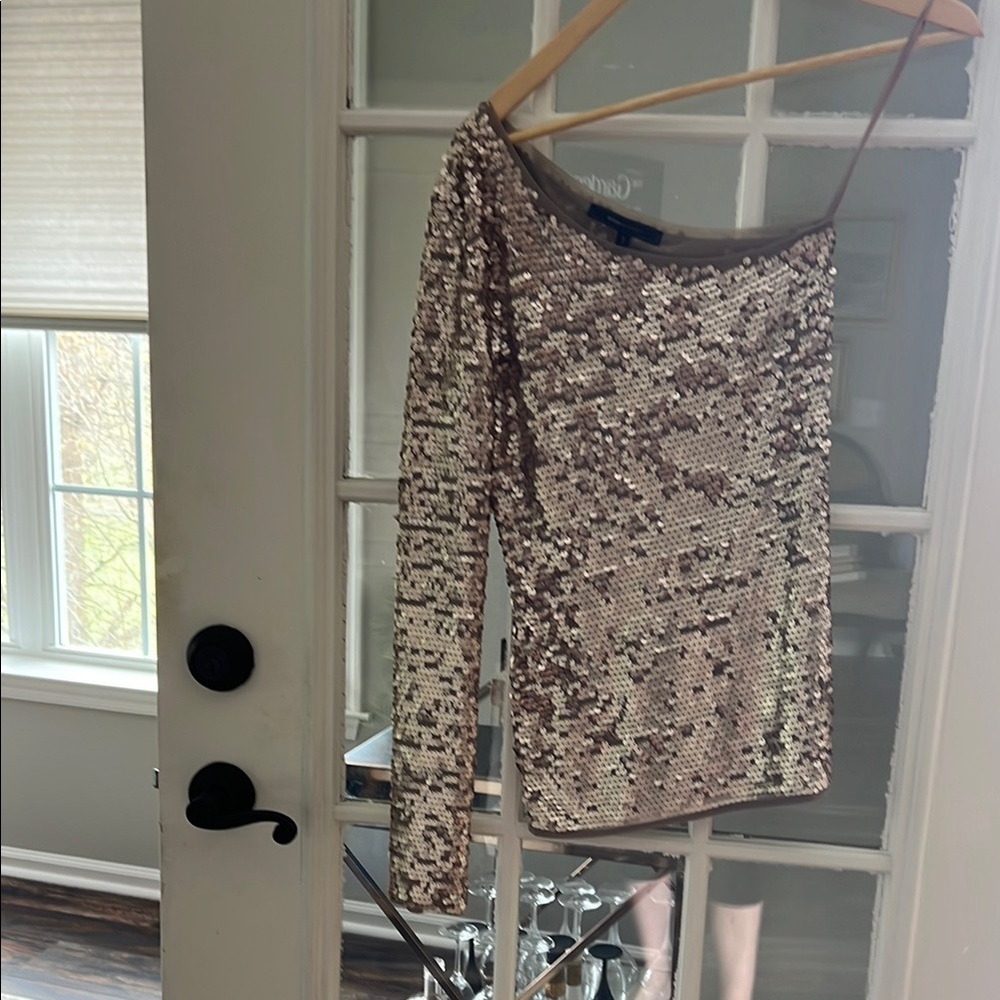 BCBG Sequin Long Sleeve Top